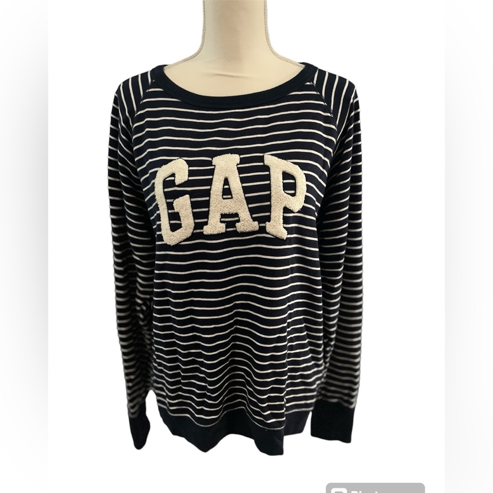 Gap-Navy/white stripe sweatshirt/sweater-Size L-Gently worn-Good condition. - Picture 2 of 8